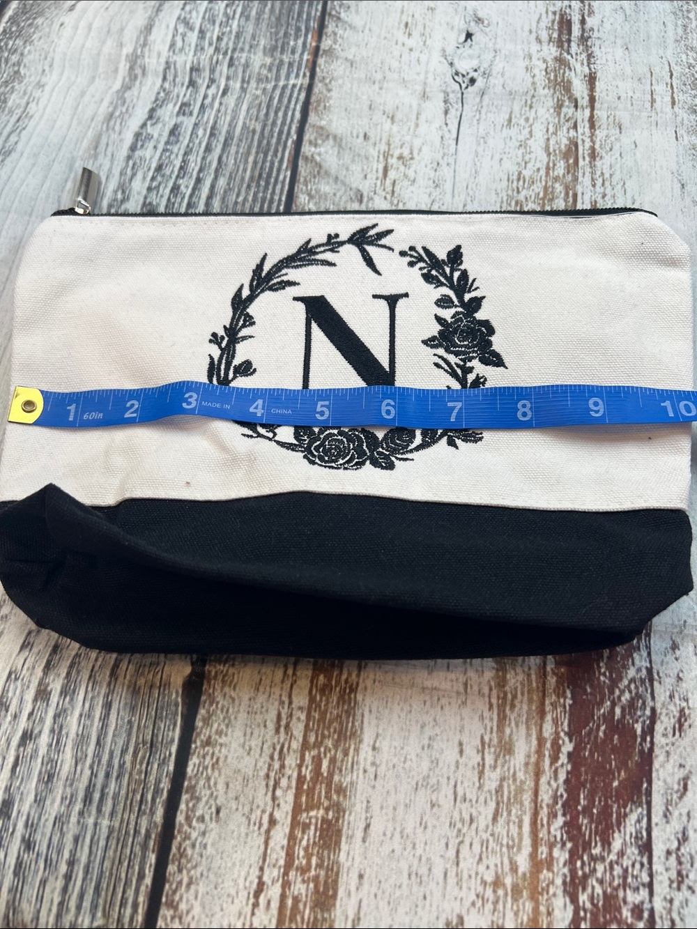 Monogram “N” Canvas Tote Bag 3 pc Set – Tote, Pouch & Organizer | Black & White - Picture 13 of 17